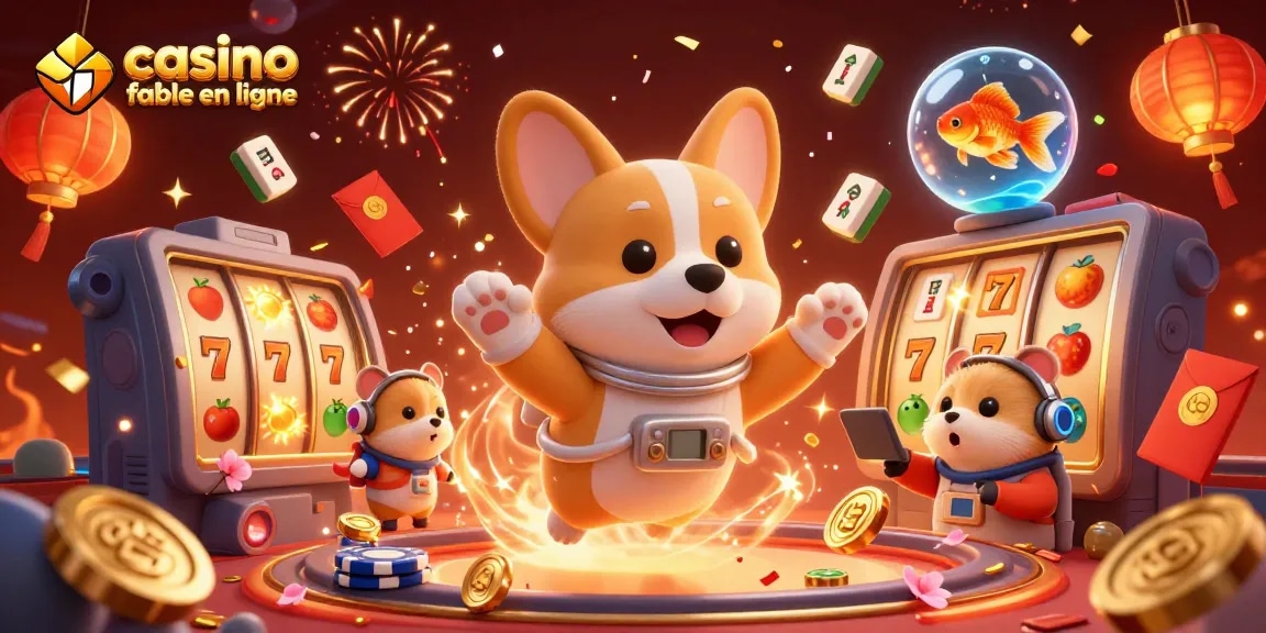 Découvrez l'univers vibrant des jeux dans un casino fiable en ligne avec un corgi astronaute.