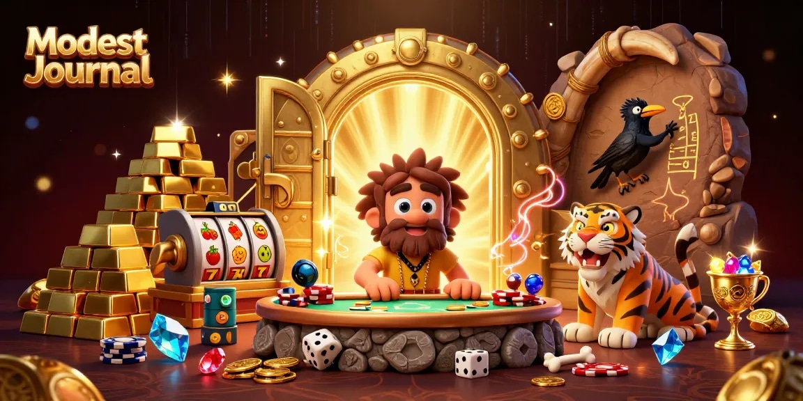Experience thrilling games at Modest Journal's enchanting prehistoric casino full of treasures.