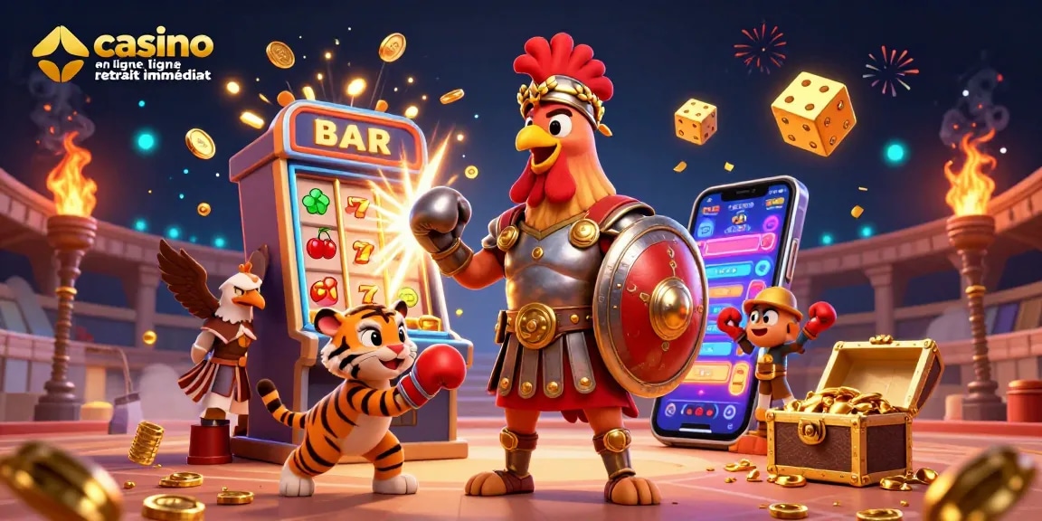 Gagnez au casino en ligne retrait immédiat avec un jackpot explosif de pièces et de lumières.