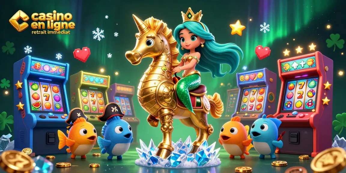 Jouez au casino en ligne retrait immédiat avec des machines à sous amusantes et des personnages colorés.