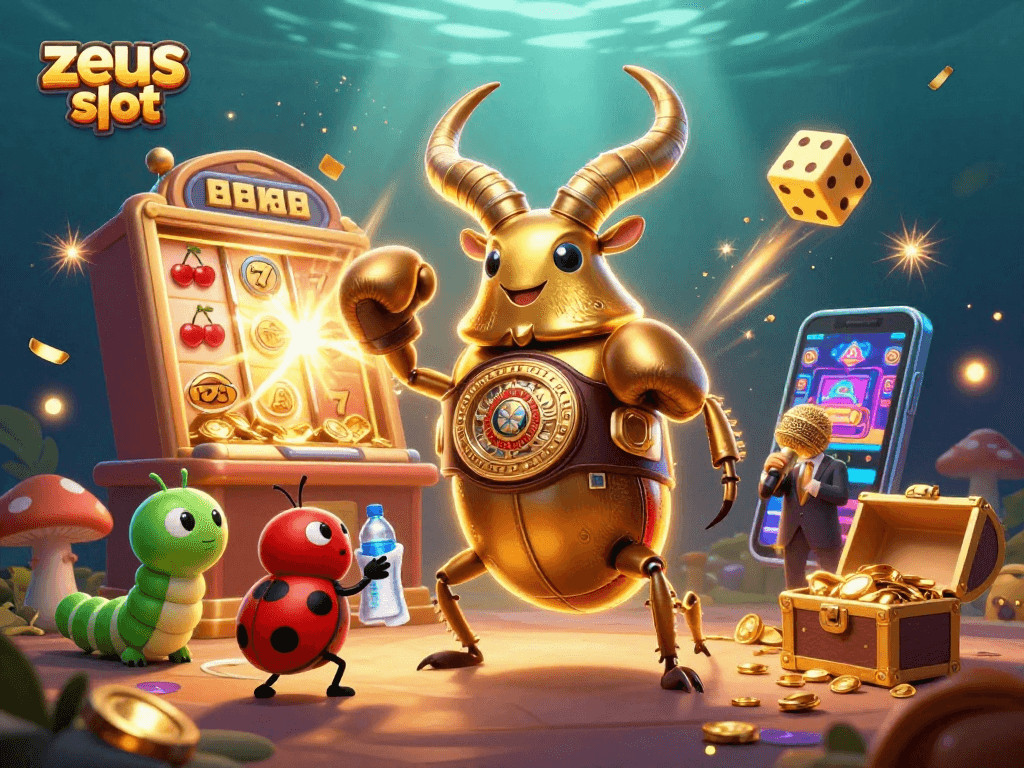 Experience the excitement of zeus slot with vibrant 3D characters and an explosive jackpot scene full of details.