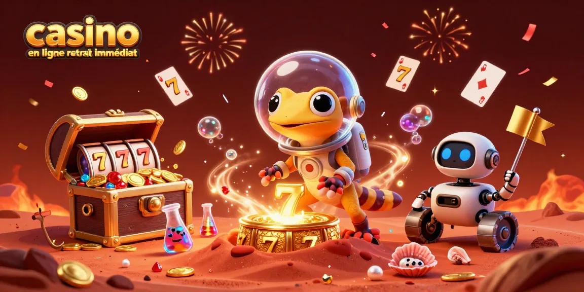 Visitez le casino en ligne retrait immédiat avec un gécko martien en découverte et des gains en or!