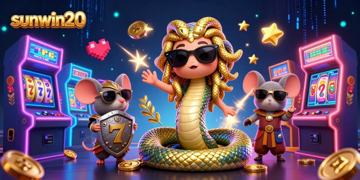 Win big at sunwin20 with a vibrant, dynamic 3D casino scene showcasing popular slot elements!