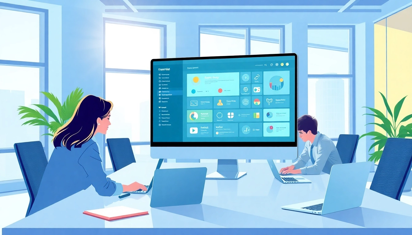 Showcase of an enterprise assistant platform displayed in a collaborative office setting.