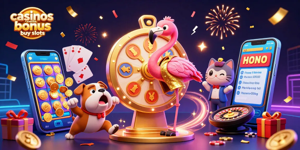 Win big at casinos with bonus buy slots featuring playful characters in an exciting scene.