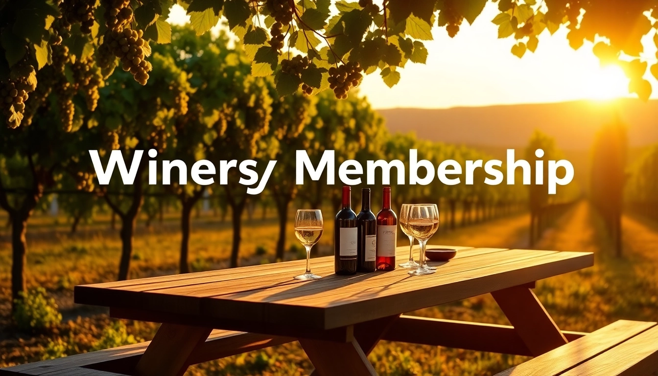 Engaging winery membership promotion with picturesque vineyards and elegant wine setup.