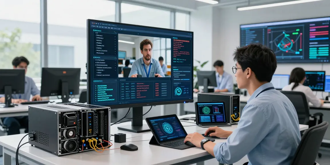 Transform an image to prompt with innovative AI technology in a bright lab setting.