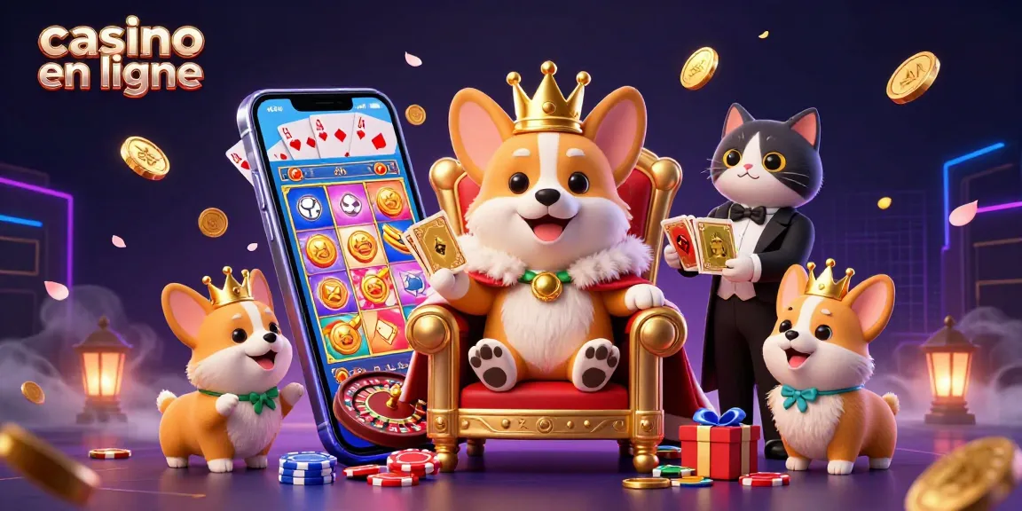 Profitez du casino en ligne retrait immédiat avec un corgi royal entouré de jeux captivants et de richesses.