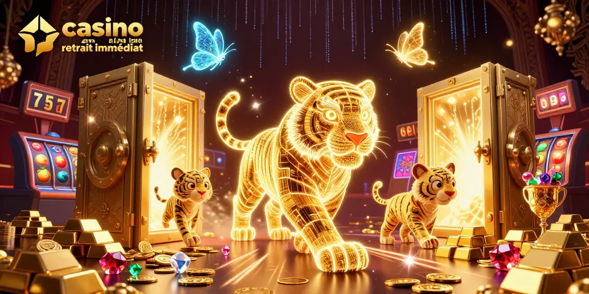 Vivez l'excitation du casino en ligne retrait immédiat avec un tigre doré et des richesses scintillantes.