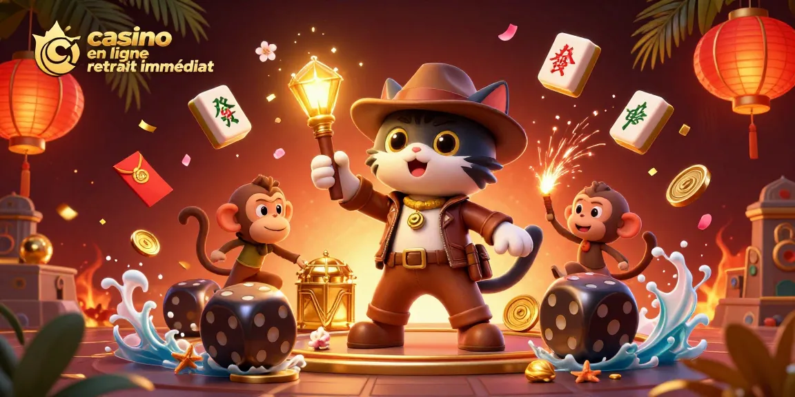Découvrez un casino en ligne avec retrait immédiat, mettant en scène un chat explorateur découvrant un artefact doré.