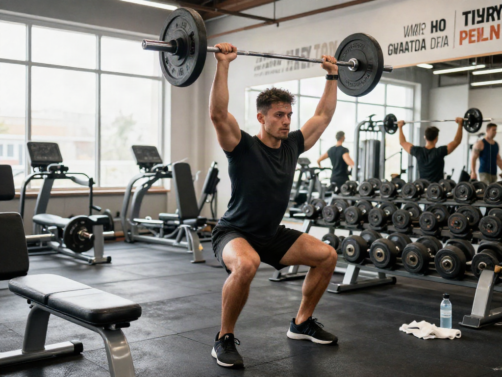 Fitness enthusiast lifting weights in a modern gym, showcasing the benefits of anabolizzanti online.
