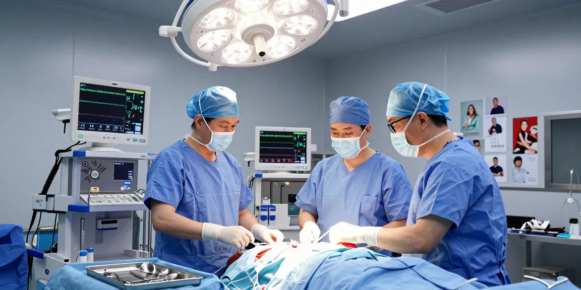 Boyun fıtığı ameliyatı in a surgical room with medical team preparing.