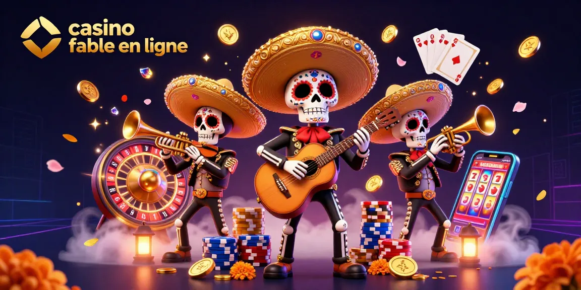 Jouez à un casino fiable en ligne avec une illustration d'un groupe de mariachis squelettes dans un décor vibrant.