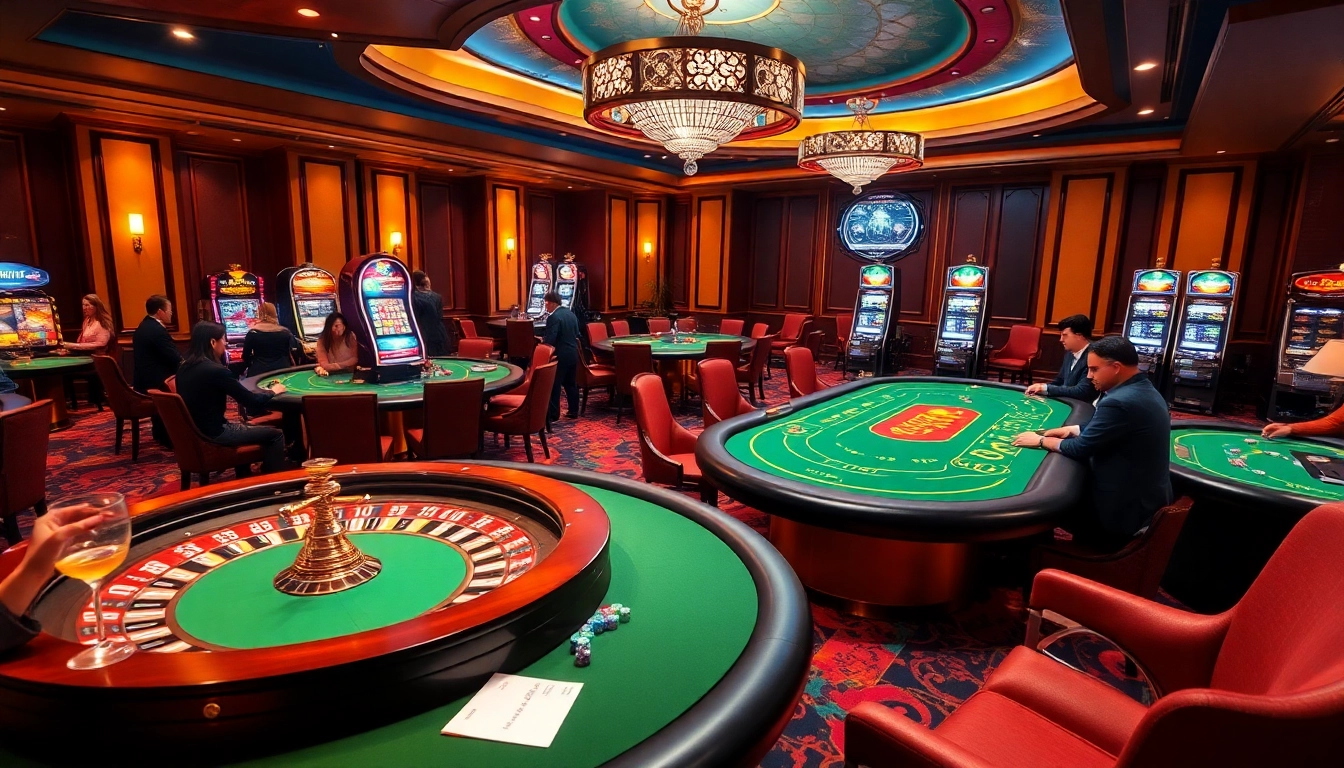Scène palpitante au meilleur casino en ligne 2026 avec l'excitation du poker et de la roulette.