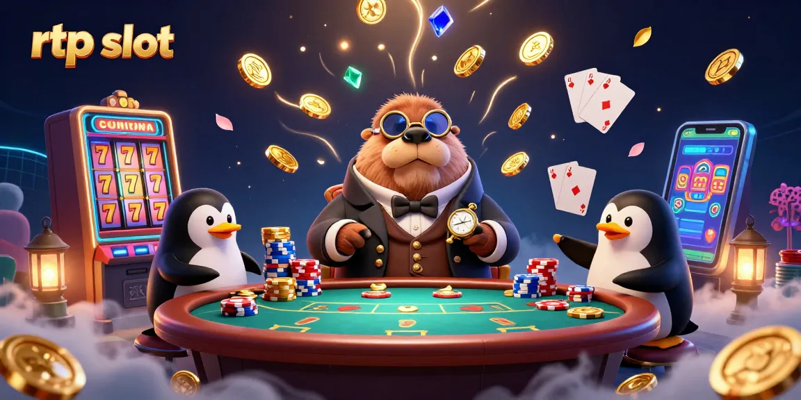 Engage with rtp slot excitement in a vibrant 3D illustration of a walrus at an underwater casino table.