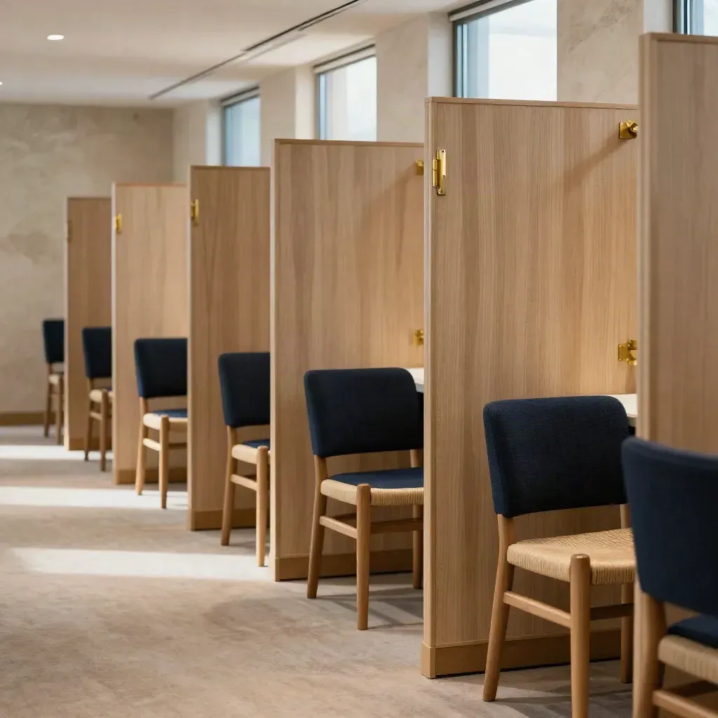 Adjoining coastal meeting suites with moveable partitions and nested chairs in ready room blocks