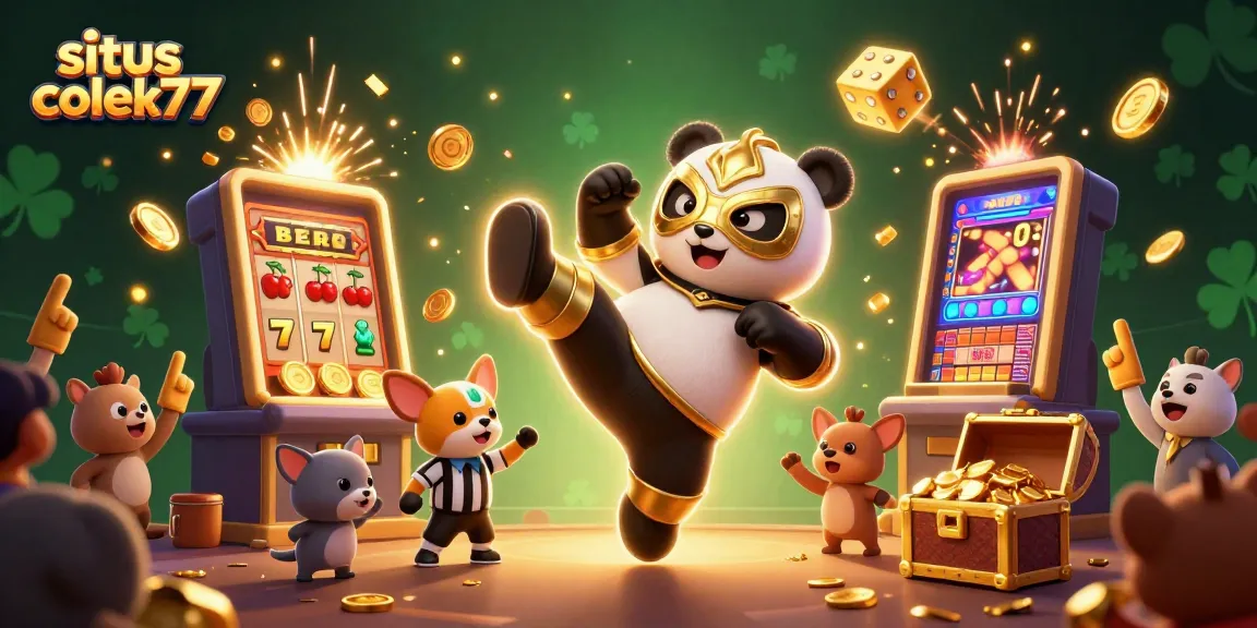 Experience big wins with situs colek77 as a panda wrestler performs exciting moves in a vibrant casino.
