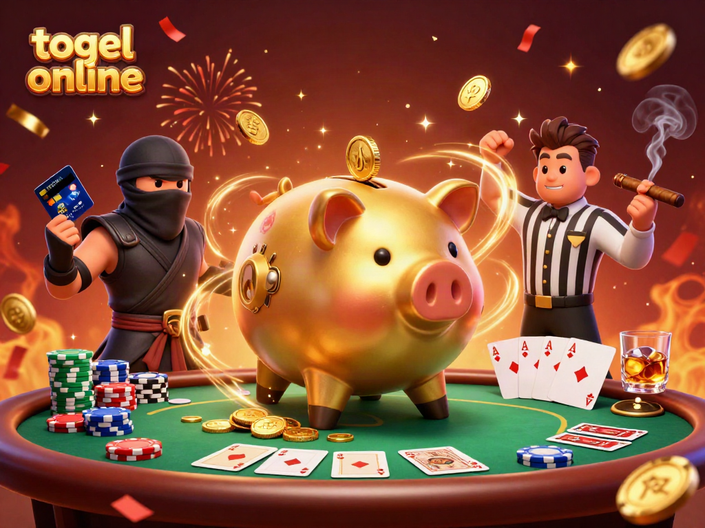 Experience the thrills of togel online with our 3D illustration showcasing a whimsical casino scene.