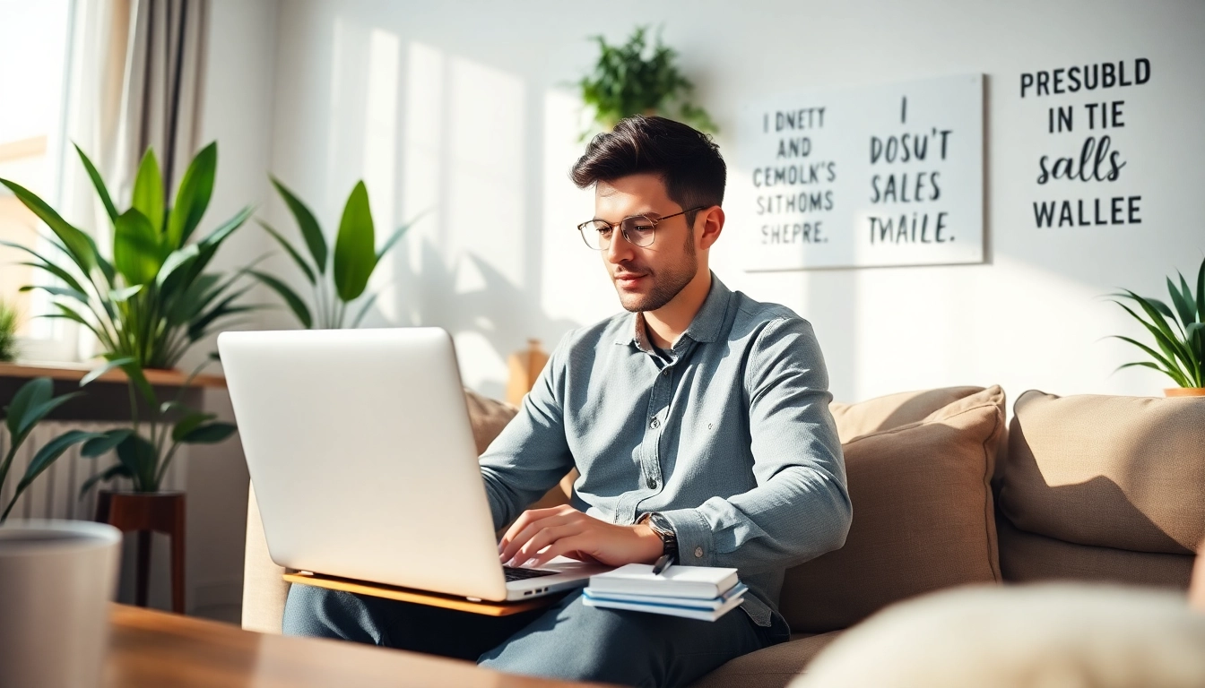 Engaged professional exploring part-time sales jobs from home in a stylish office.