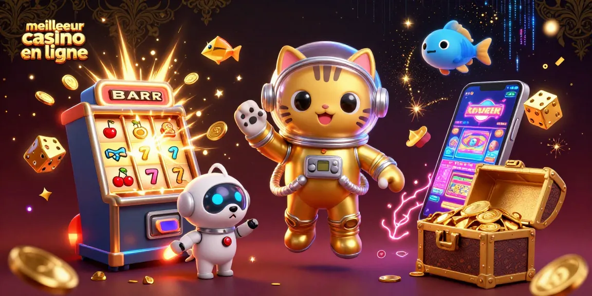 Jouez à des jeux dans le meilleur casino en ligne avec un chat astronaute et un chien robot.