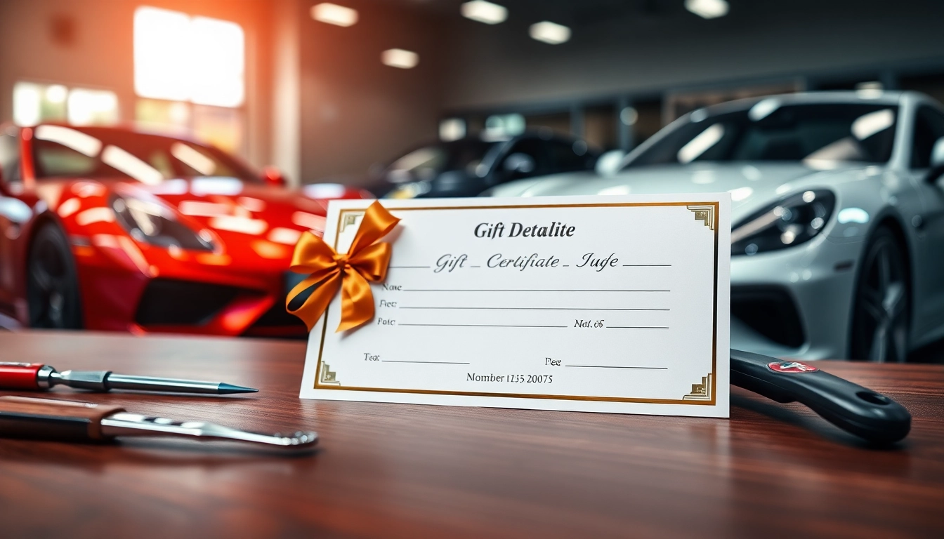 Elevate car care gifting with a stylish car detailing gift certificate featured on an elegant table.