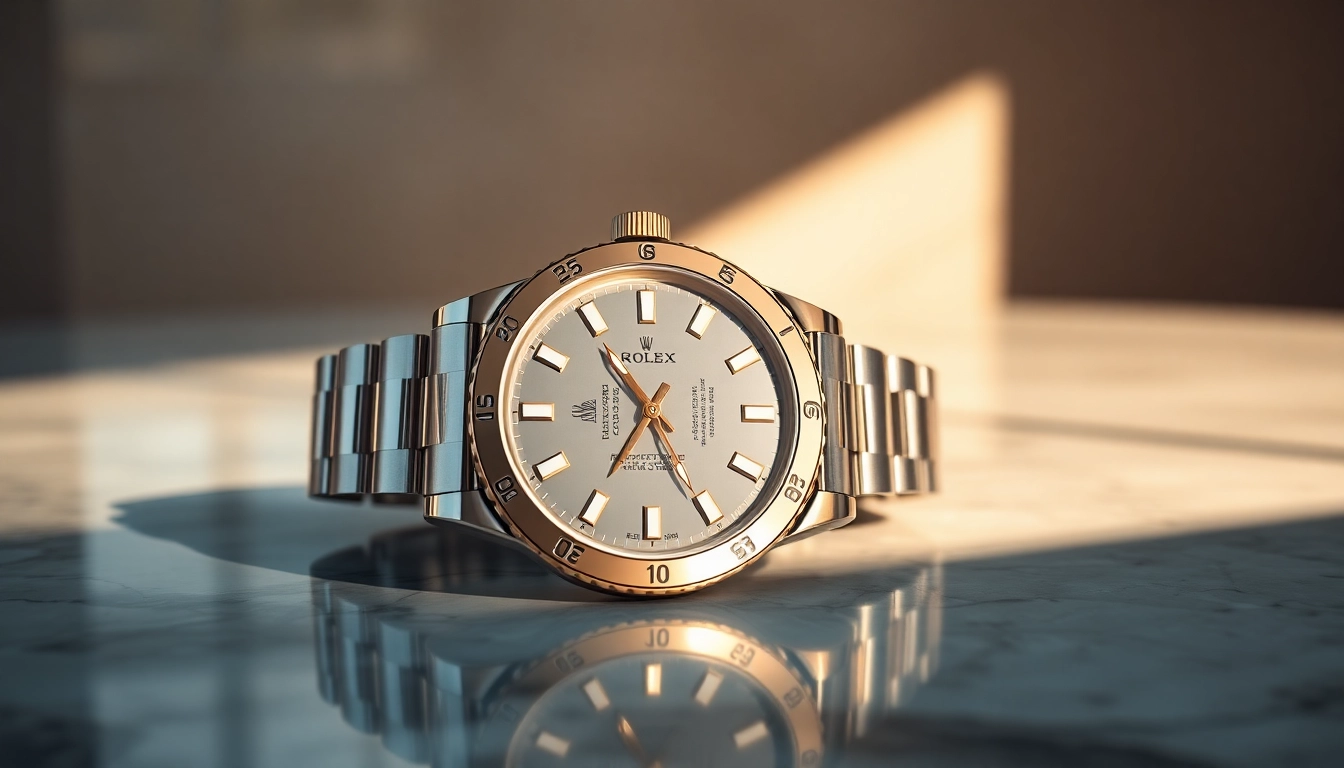 Admiring a luxurious rolex replica highlighting its exquisite details and metallic finish.
