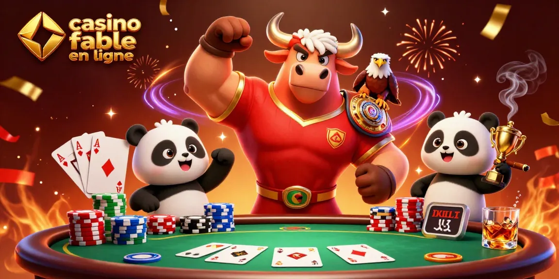 Profitez du meilleur du casino fiable en ligne avec notre mascotte de bull en victoire.