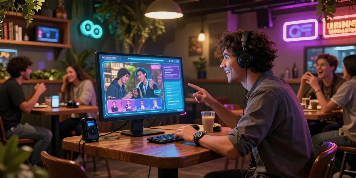 Tavern AI engaging chat scene showcasing vibrant virtual tavern with AI character interaction.