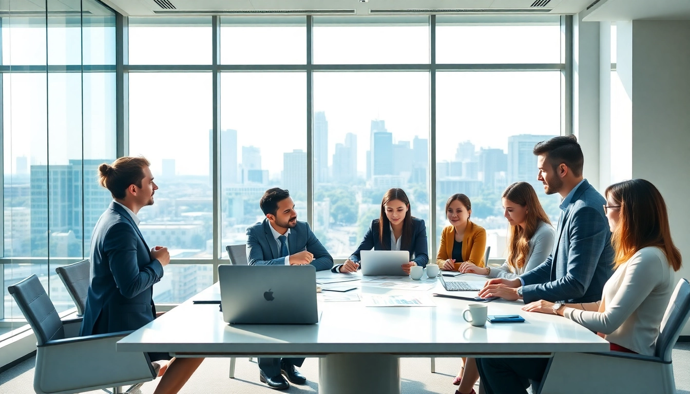 Enhancing investment management San Antonio with a collaborative team in a modern office.