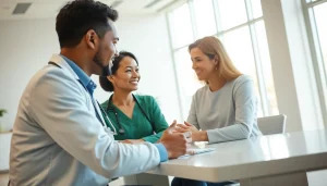 Discussing Health in a supportive clinical setting with attentive healthcare provider.