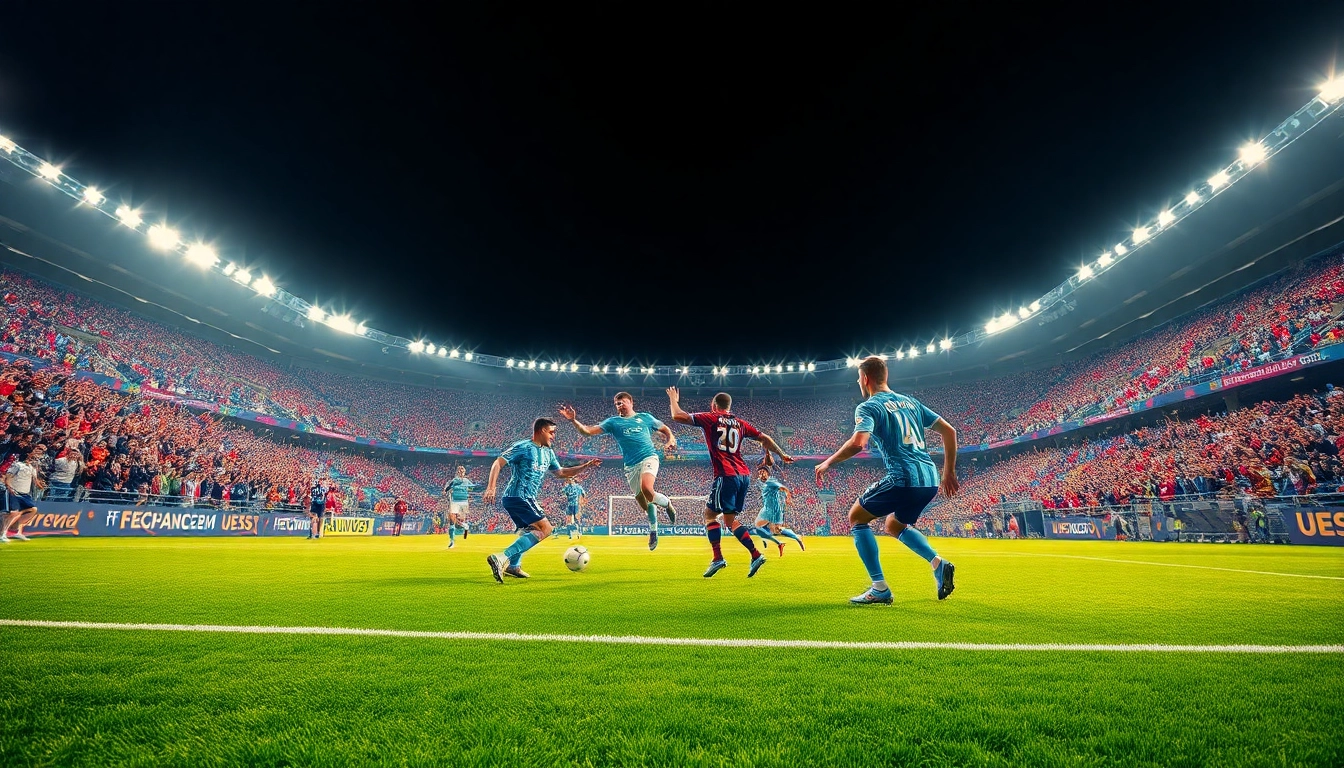 해외축구중계를 즐기는 팬들이 열광하는 경기장 모습