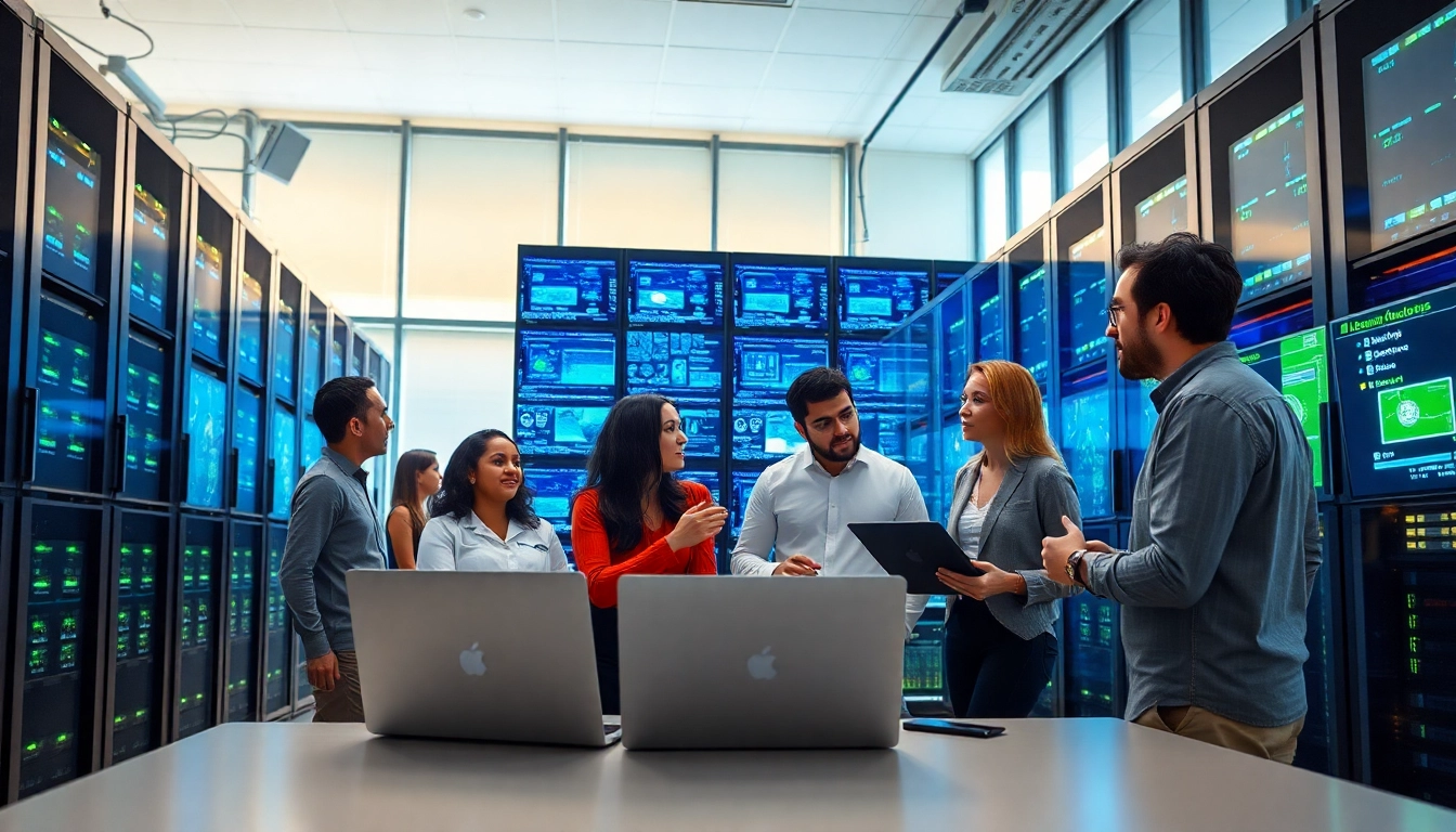 Showcasing Proxmox Virtualization Experts collaborating in a high-tech server environment