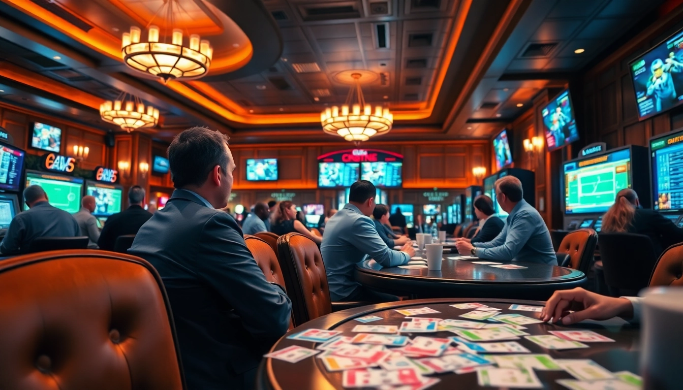 Engaging scene of sports betting sites India with joyful patrons participating and betting activities.