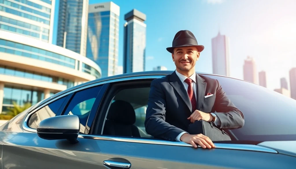 Experience luxury with Chauffeur Services near me featuring a professional driver in a luxury sedan.