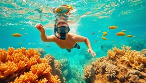 Experience the best snorkeling in Cabo featuring a vibrant underwater scene with colorful fish.