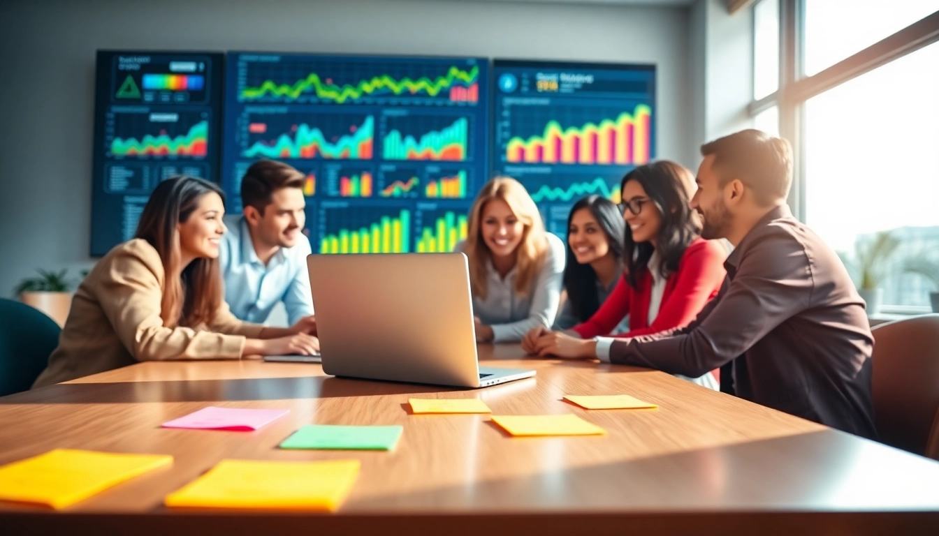 Team strategizing around an smm reseller panel for social media management solutions.