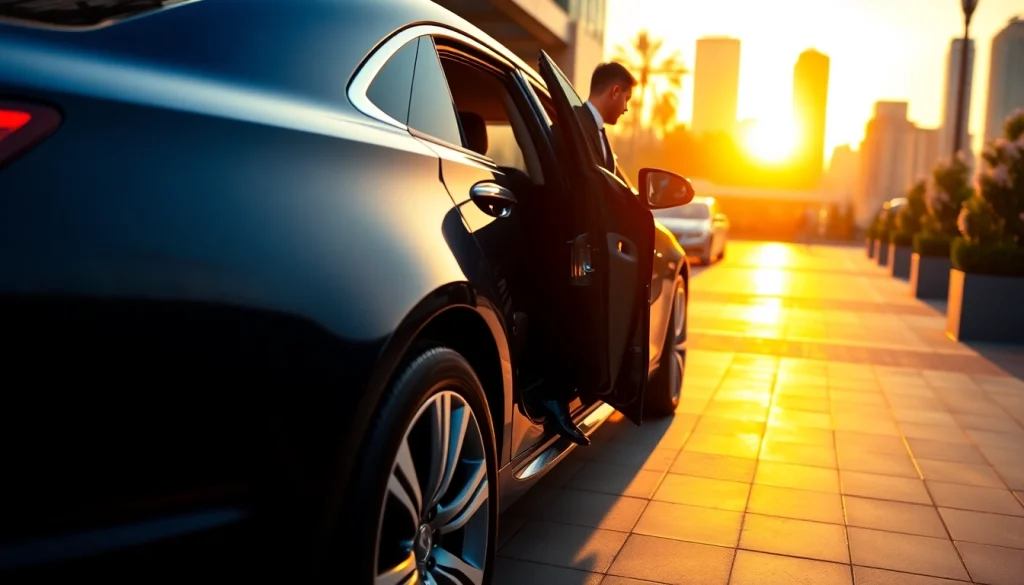 An experienced chauffeur providing Chauffeur Services near me in a luxury car outside a sophisticated venue.