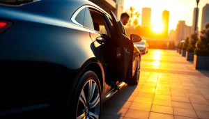 An experienced chauffeur providing Chauffeur Services near me in a luxury car outside a sophisticated venue.
