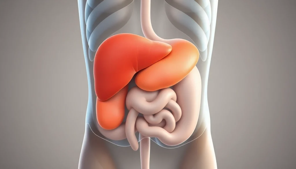 Visual representation of visceral fat surrounding key internal organs within the human body.