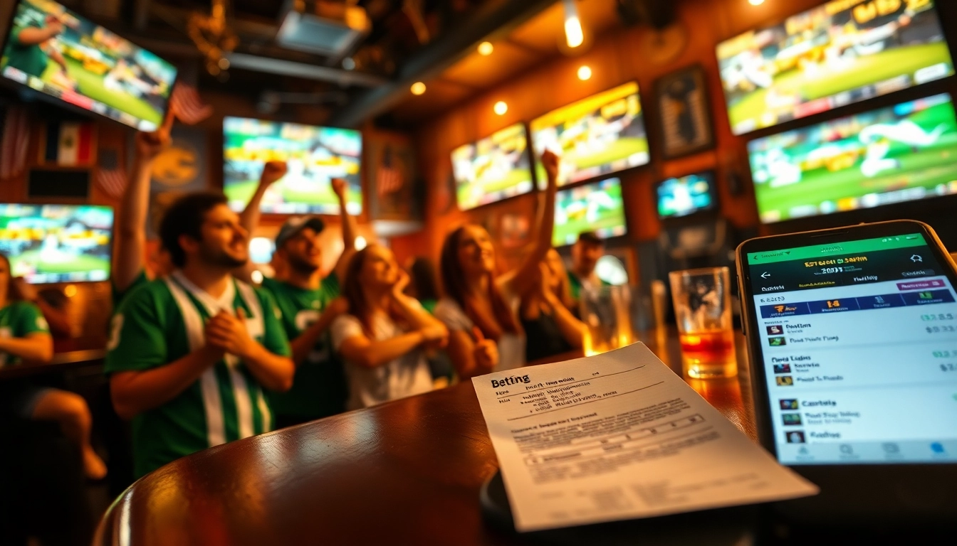 Engage with sports betting sites South Carolina in a lively sports bar with fans and screens.