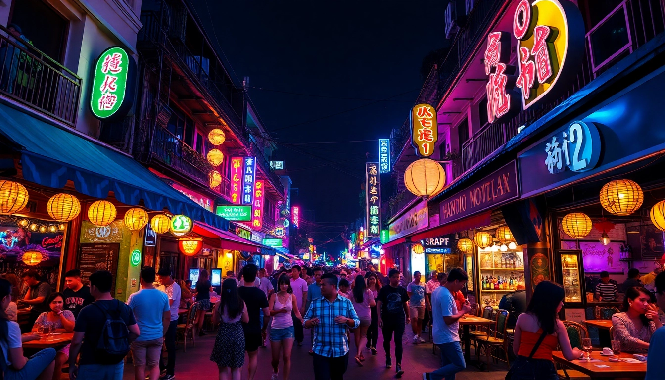 Experience the vibrant 하노이밤문화 with lively streets adorned in neon lights and bustling nightlife.