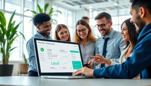 Engaged professionals utilizing WhatsApp Business CRM to analyze customer data