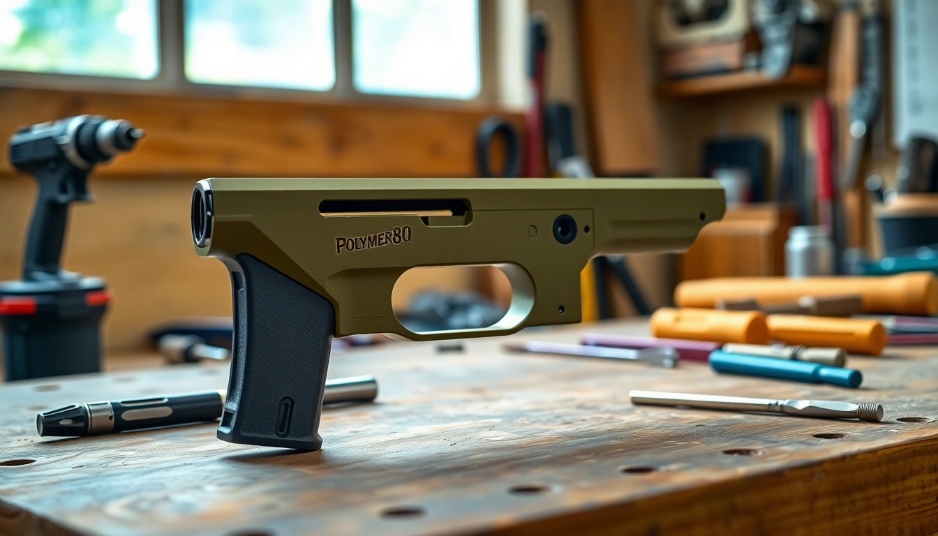 Assemble the polymer80 pf940c frame kit with precision on a workbench surrounded by tools.