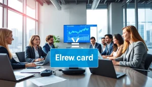 현대 금융 사무실에서 상품권신용카드 전략을 논의하는 팀