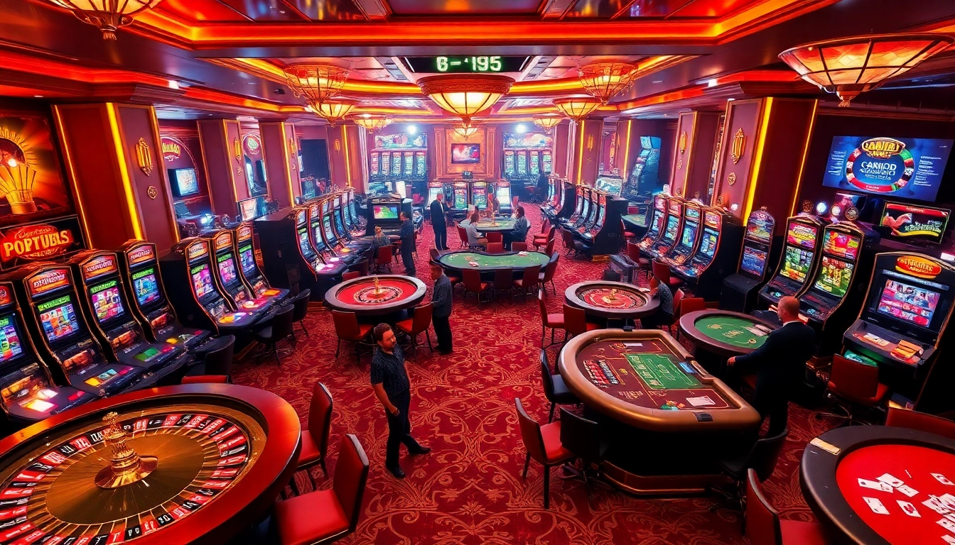 Casino scene showcasing players at tables and slot machines, reflecting 8kbetcom excitement.
