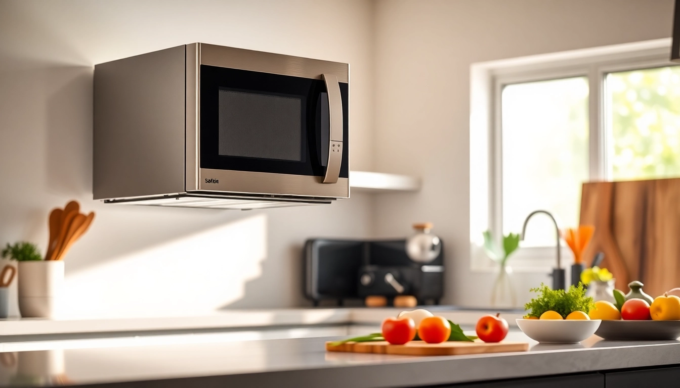 An attractive affordable microwave oven in a modern kitchen setting with quality design features.