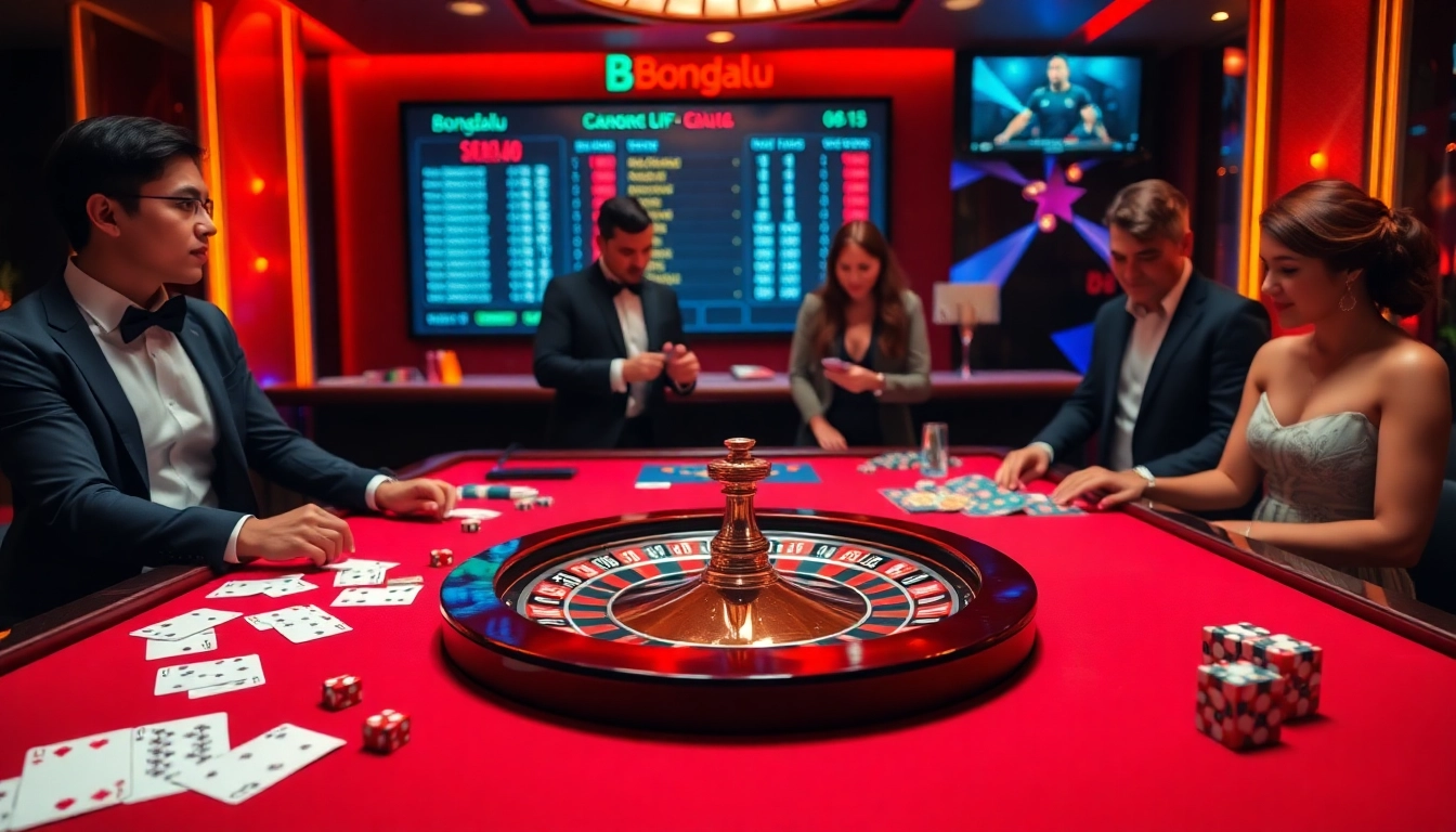 Bongdalu enhances online gambling excitement at a luxury casino scene with poker chips and live scores.