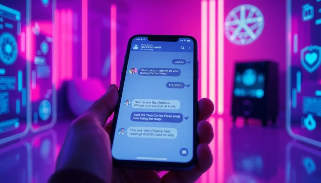 Engaging chat interface representing ai sexting conversations with a playful AI character.
