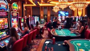 Explore Canadian casinos online with vibrant gaming scenes including slots and live dealers.