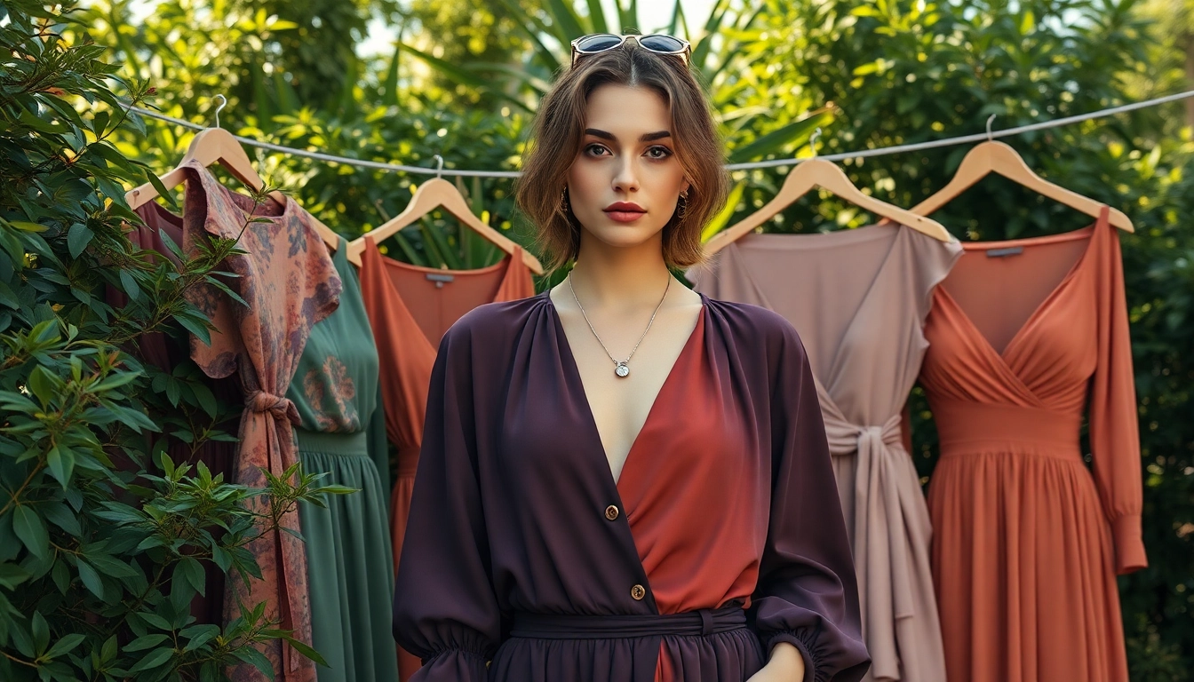 Showcase the elegance of Rivelle clothing through a stylish outdoor fashion shoot.